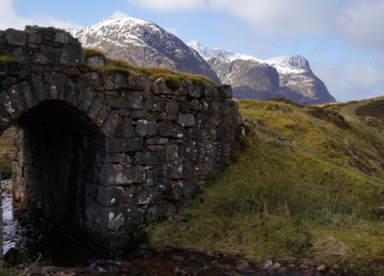 old milirty road in glen coe and the three sisters of glen coe