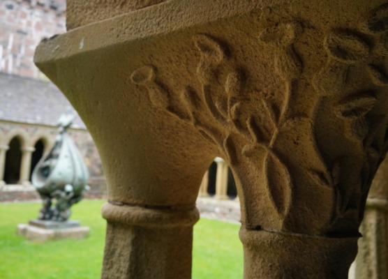 thistle carvings on stone iona abbey